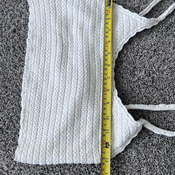 Aerie Summer Nights White Crochet 100% Cotton Lined Cropped Tank Top Size XS - Picture 11 of 12